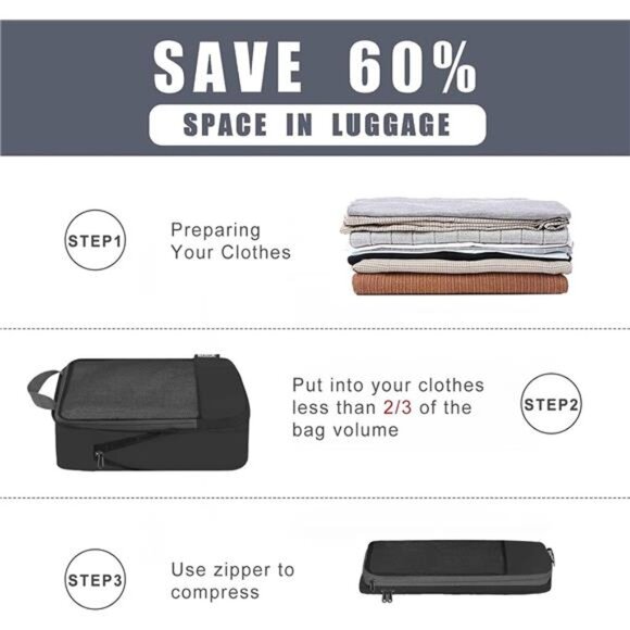 4 Set/6 Set Compression Packing Cubes Travel Accessories Packing Organizers - Picture 4 of 7